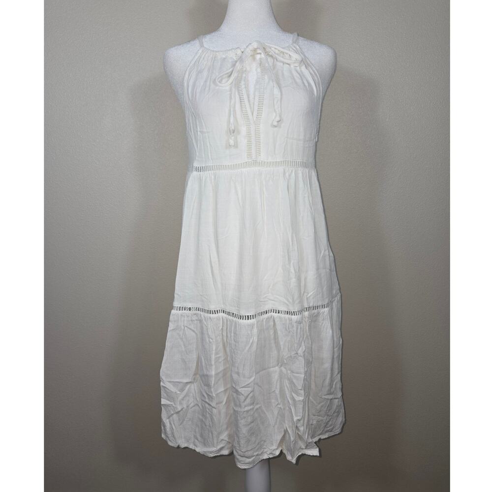Cupshe Woman's White Halter Crochet Swim Cover Up Mini Dress Size Medium